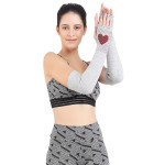 Women Grey & Red Printed UV Protection Hand Gloves