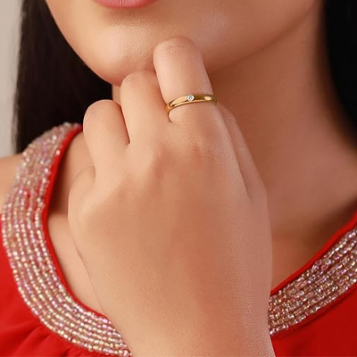 Yellow Chimes Exclusive Silver Plated Crystal studded with Cubic Zircon Ring